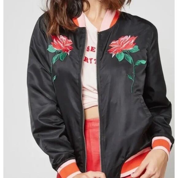 ban.do Rose Satin Bomber Jacket Size XL - Picture 8 of 8